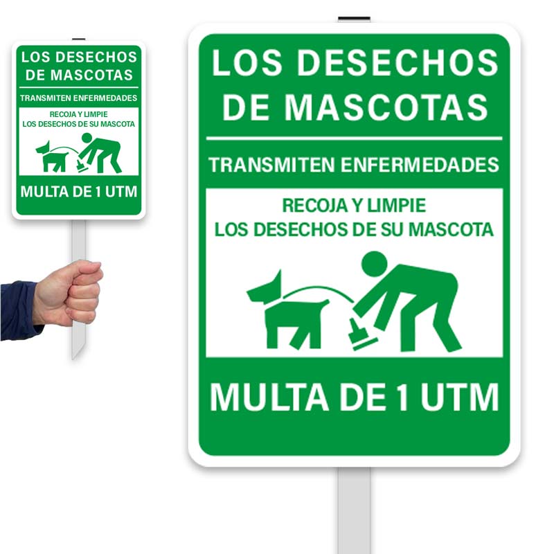 Los desechos de su mascotas, con estaca